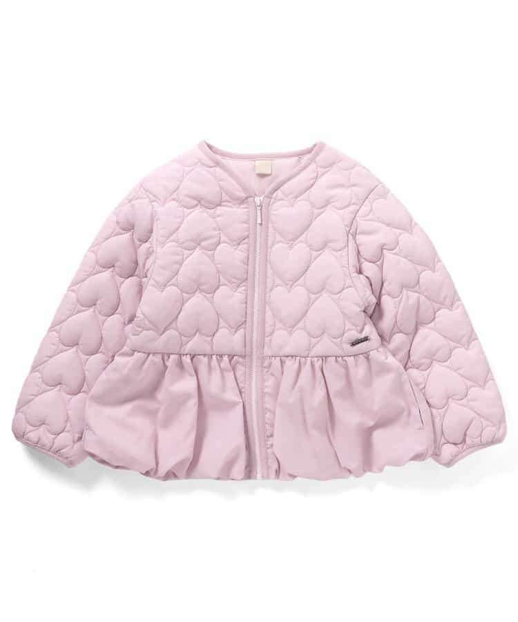 日本童裝 apres les cours 心型絎縫夾棉荷葉邊燈籠袖外套 80-140cm 女童款 秋季 (適合初秋、香港平均溫度、寒冷天氣）OUTERWEAR 【日本預售：2026年9月下旬】