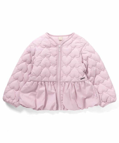 日本童裝 apres les cours 心型絎縫夾棉荷葉邊燈籠袖外套 80-140cm 女童款 秋季 (適合初秋、香港平均溫度、寒冷天氣）OUTERWEAR 【日本預售：2026年9月下旬】
