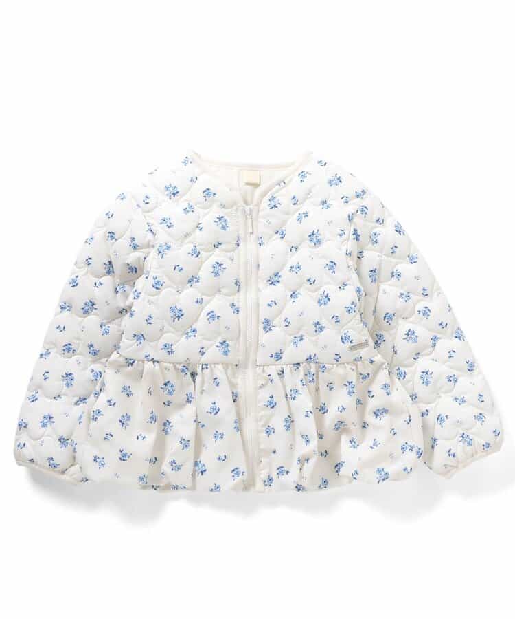 日本童裝 apres les cours 心型絎縫夾棉荷葉邊燈籠袖外套 80-140cm 女童款 秋季 (適合初秋、香港平均溫度、寒冷天氣）OUTERWEAR 【日本預售：2026年9月下旬】