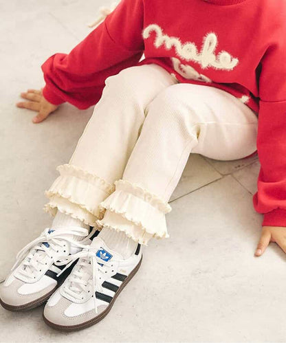 日本童裝 apres les cours 荷葉邊羅紋長褲 80-130cm 女童款 秋季 PANTS