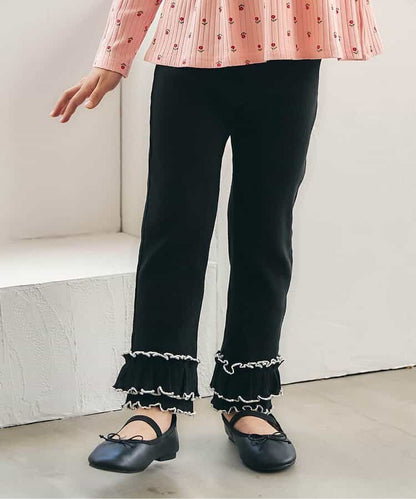 日本童裝 apres les cours 荷葉邊羅紋長褲 80-130cm 女童款 秋季 PANTS