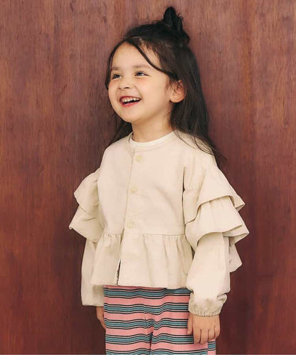 日本童裝 apres les cours 荷葉邊燈芯絨上衣外套 80-130cm 女童款 秋季 OUTERWEAR TOPS
