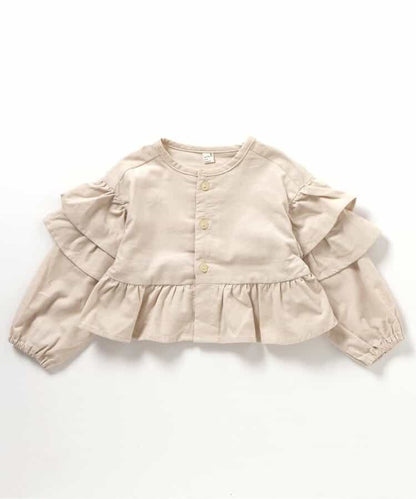 日本童裝 apres les cours 荷葉邊燈芯絨上衣外套 80-130cm 女童款 秋季 OUTERWEAR TOPS