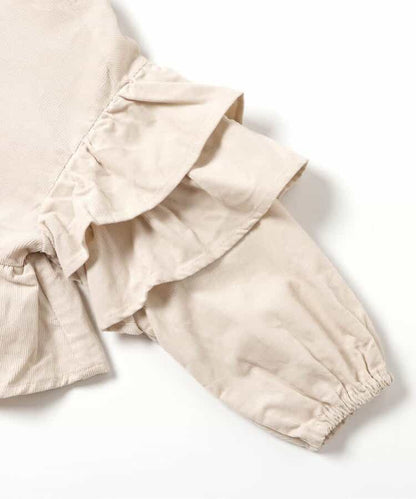 日本童裝 apres les cours 荷葉邊燈芯絨上衣外套 80-130cm 女童款 秋季 OUTERWEAR TOPS