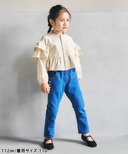 日本童裝 apres les cours 荷葉邊燈芯絨上衣外套 80-130cm 女童款 秋季 OUTERWEAR TOPS