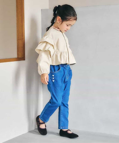 日本童裝 apres les cours 荷葉邊燈芯絨上衣外套 80-130cm 女童款 秋季 OUTERWEAR TOPS