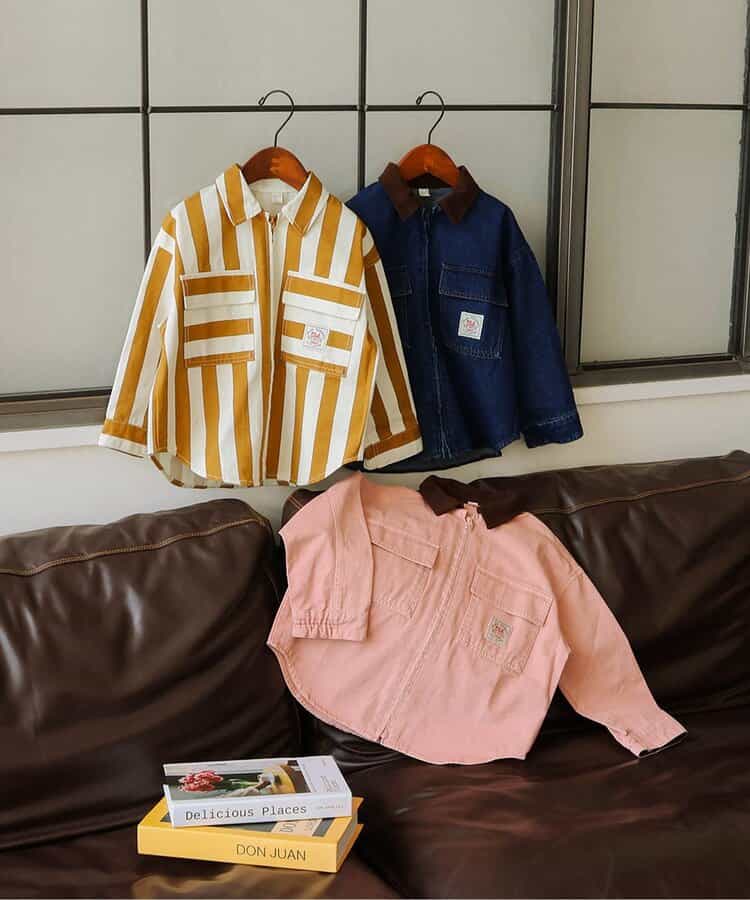 日本童裝 apres les cours 前拉鍊襯衫 90-130cm 男童款 秋季 OUTERWEAR