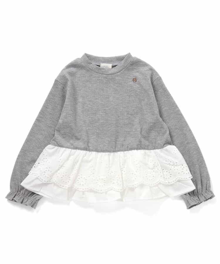 日本童裝 apres les cours 蕾絲荷葉邊羅紋上衣 80-140cm 女童款 秋季 TOPS