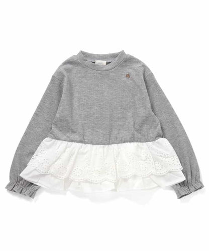 日本童裝 apres les cours 蕾絲荷葉邊羅紋上衣 80-140cm 女童款 秋季 TOPS