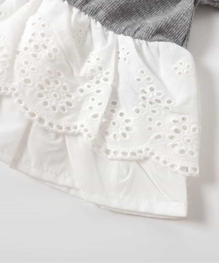 日本童裝 apres les cours 蕾絲荷葉邊羅紋上衣 80-140cm 女童款 秋季 TOPS