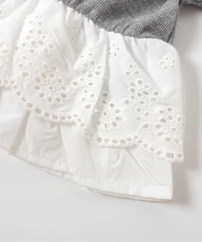 日本童裝 apres les cours 蕾絲荷葉邊羅紋上衣 80-140cm 女童款 秋季 TOPS
