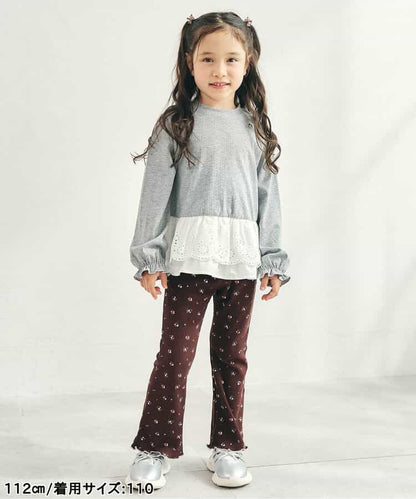 日本童裝 apres les cours 蕾絲荷葉邊羅紋上衣 80-140cm 女童款 秋季 TOPS