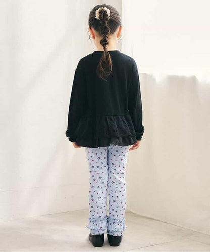 日本童裝 apres les cours 蕾絲荷葉邊羅紋上衣 80-140cm 女童款 秋季 TOPS