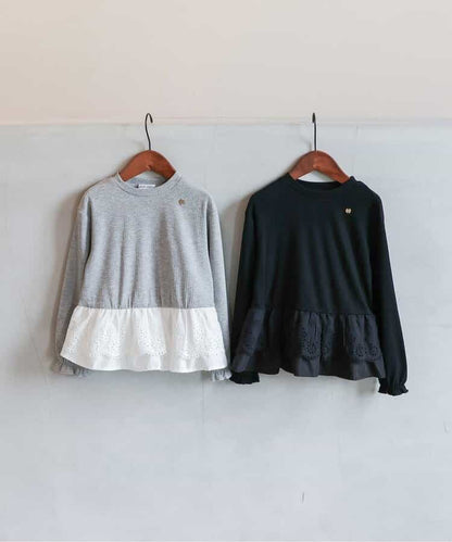 日本童裝 apres les cours 蕾絲荷葉邊羅紋上衣 80-140cm 女童款 秋季 TOPS