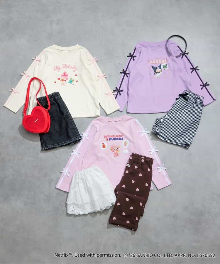 日本童裝 apres les cours x NETFLIX MYMELODY＆KUROMI上衣 80-140cm 女童款 秋季 TOPS