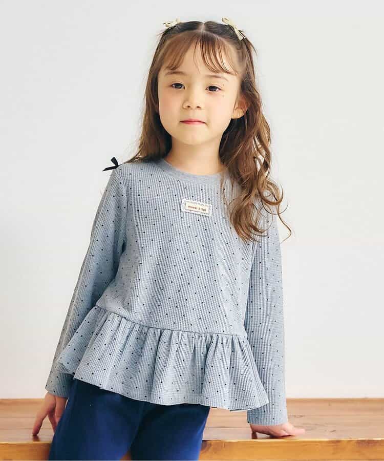 日本童裝 apres les cours 華夫格荷葉邊上衣 80-140cm 女童款 初生嬰兒 秋季 TOPS  聖誕紅/新年紅