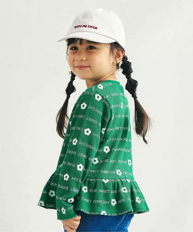 日本童裝 apres les cours 華夫格荷葉邊上衣 80-140cm 女童款 初生嬰兒 秋季 TOPS  聖誕紅/新年紅