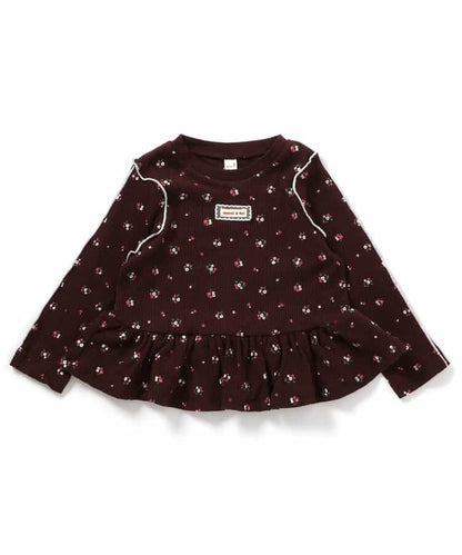 日本童裝 apres les cours 華夫格荷葉邊上衣 80-140cm 女童款 初生嬰兒 秋季 TOPS  聖誕紅/新年紅