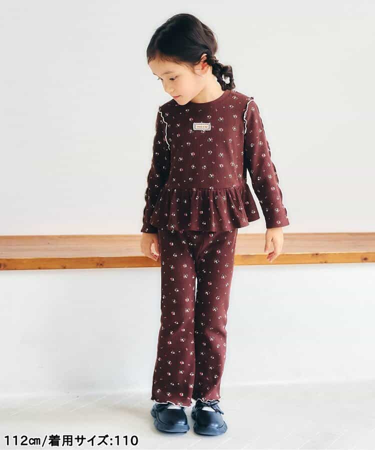 日本童裝 apres les cours 華夫格荷葉邊上衣 80-140cm 女童款 初生嬰兒 秋季 TOPS  聖誕紅/新年紅