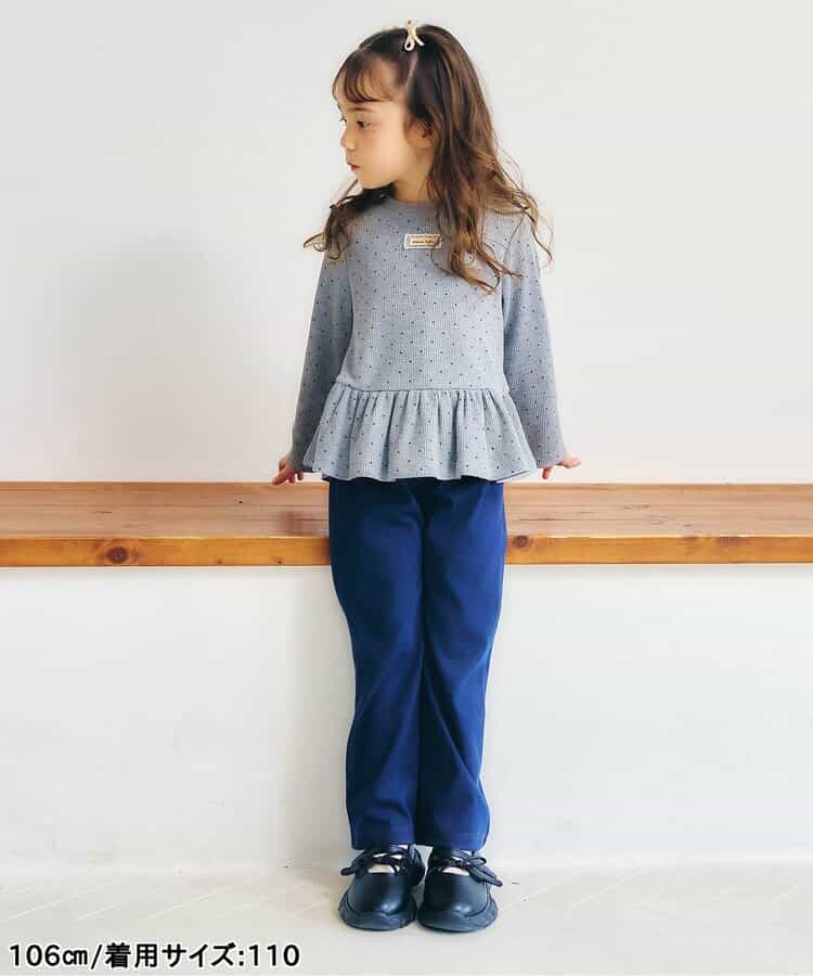 日本童裝 apres les cours 華夫格荷葉邊上衣 80-140cm 女童款 初生嬰兒 秋季 TOPS  聖誕紅/新年紅