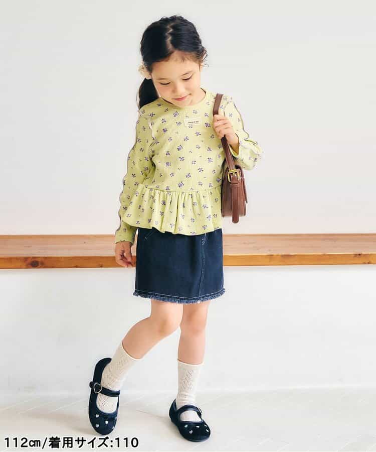 日本童裝 apres les cours 華夫格荷葉邊上衣 80-140cm 女童款 初生嬰兒 秋季 TOPS  聖誕紅/新年紅