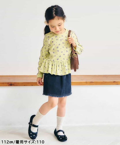 日本童裝 apres les cours 華夫格荷葉邊上衣 80-140cm 女童款 初生嬰兒 秋季 TOPS  聖誕紅/新年紅