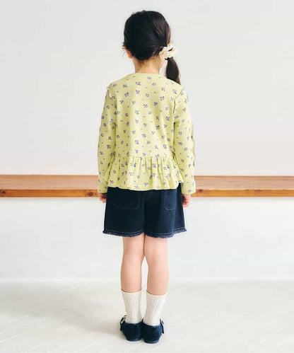 日本童裝 apres les cours 華夫格荷葉邊上衣 80-140cm 女童款 初生嬰兒 秋季 TOPS  聖誕紅/新年紅