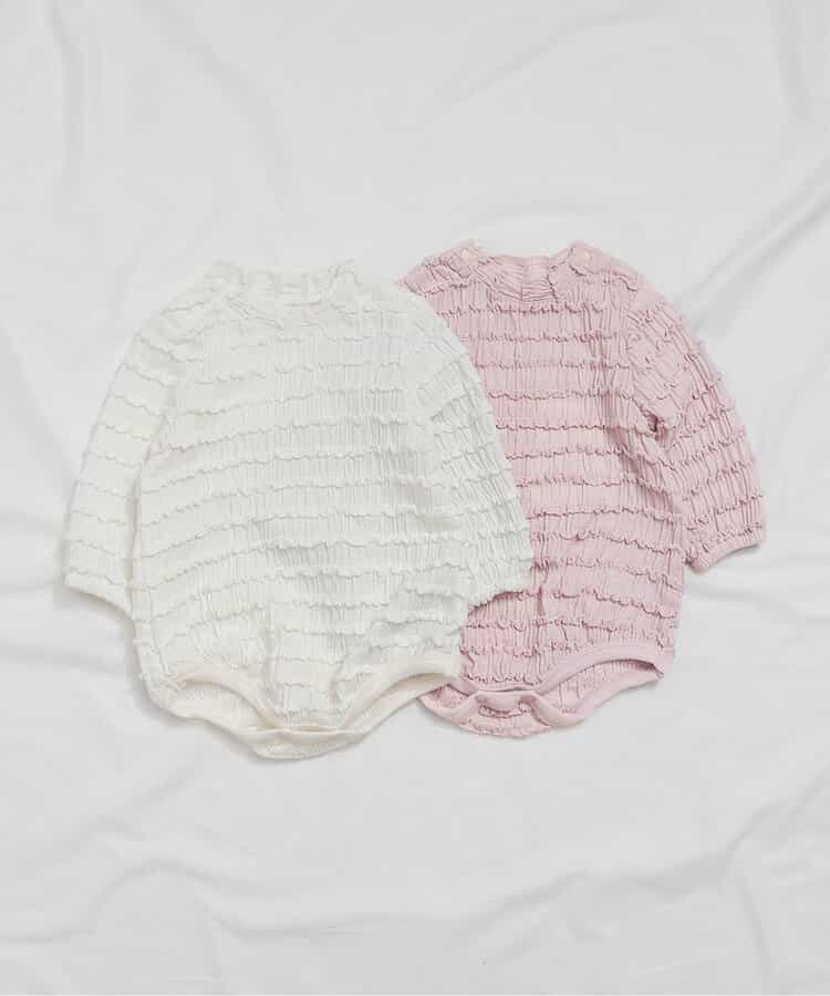 日本童裝 apres les cours 荷葉邊提花連衣 70-80cm 女童款 初生嬰兒 秋季 Jumpsuit