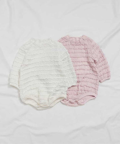 日本童裝 apres les cours 荷葉邊提花連衣 70-80cm 女童款 初生嬰兒 秋季 Jumpsuit