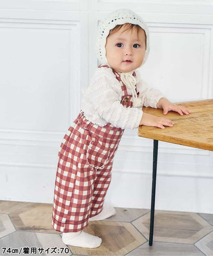 日本童裝 apres les cours 荷葉邊提花連衣 70-80cm 女童款 初生嬰兒 秋季 Jumpsuit