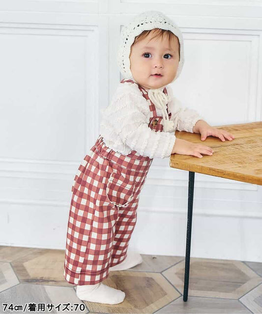 日本童裝 apres les cours 荷葉邊提花連衣 70-80cm 女童款 初生嬰兒 秋季 Jumpsuit