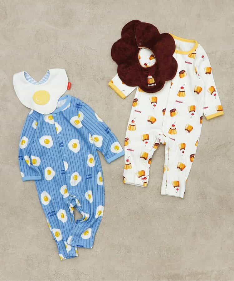 日本童裝 apres les cours 連衣及口水巾套裝 70-80cm 男童款/女童款 初生嬰兒 秋季 Jumpsuit おなかぺこぺこモチーフソックス