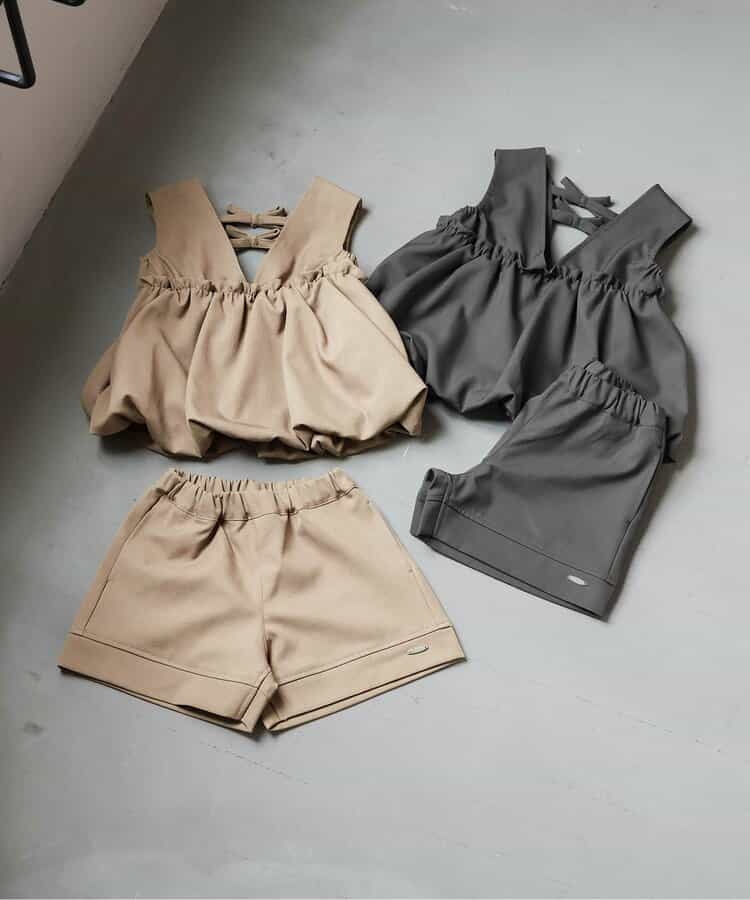 日本童裝 apres les cours 泡泡背心及短褲兩件套裝 90-140cm 女童款 秋季 TOPS PANTS