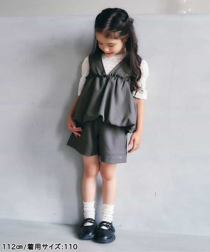 日本童裝 apres les cours 泡泡背心及短褲兩件套裝 90-140cm 女童款 秋季 TOPS PANTS