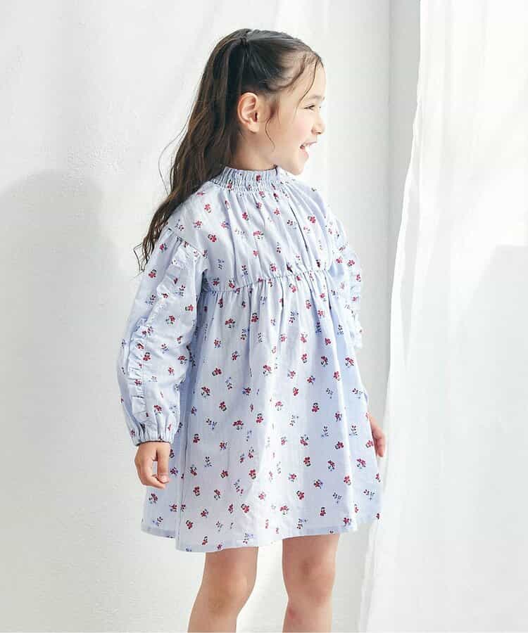 日本童裝 apres les cours 荷葉袖邊連身裙 80-140cm 女童款 秋季 DRESSES 聖誕紅/新年紅