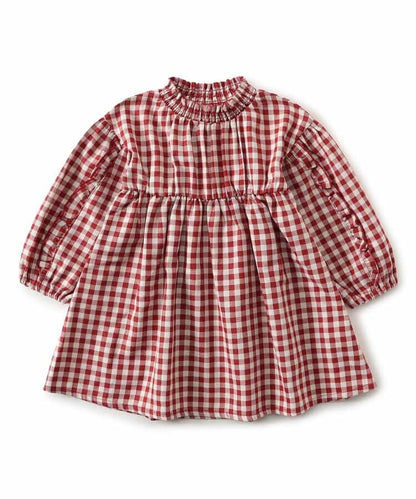 日本童裝 apres les cours 荷葉袖邊連身裙 80-140cm 女童款 秋季 DRESSES 聖誕紅/新年紅