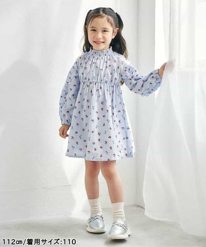 日本童裝 apres les cours 荷葉袖邊連身裙 80-140cm 女童款 秋季 DRESSES 聖誕紅/新年紅