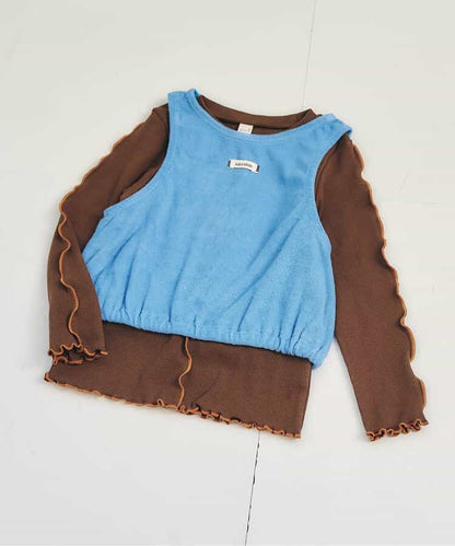 日本童裝 apres les cours 羅紋背心及上衣兩件套裝 90-140cm 女童款 秋季 TOPS