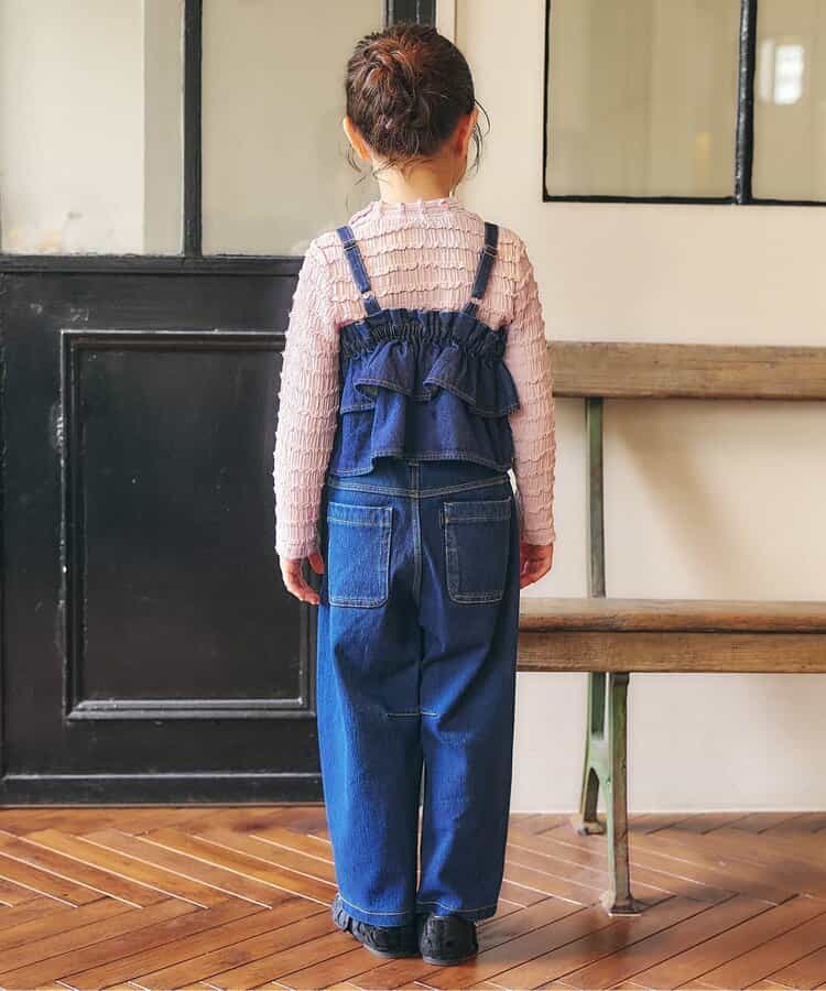 日本童裝 apres les cours 牛仔提花吊帶衫 90-140cm 女童款 秋季 TOPS