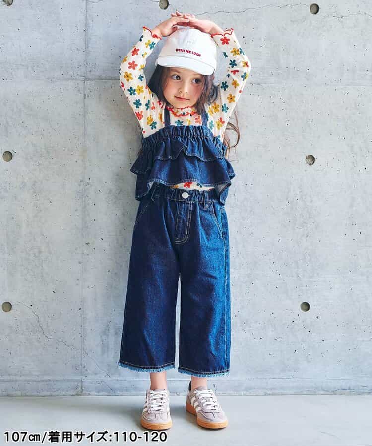 日本童裝 apres les cours 牛仔提花吊帶衫 90-140cm 女童款 秋季 TOPS