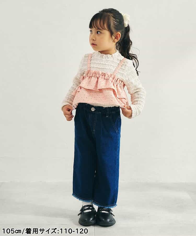 日本童裝 apres les cours 牛仔提花吊帶衫 90-140cm 女童款 秋季 TOPS