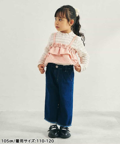 日本童裝 apres les cours 牛仔提花吊帶衫 90-140cm 女童款 秋季 TOPS
