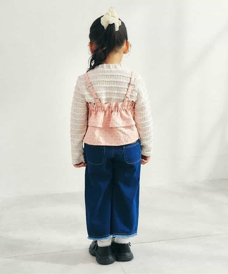 日本童裝 apres les cours 牛仔提花吊帶衫 90-140cm 女童款 秋季 TOPS