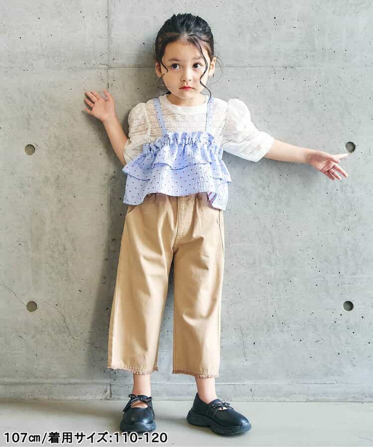 日本童裝 apres les cours 牛仔提花吊帶衫 90-140cm 女童款 秋季 TOPS