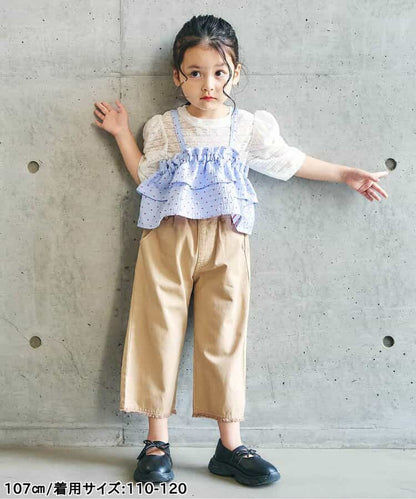 日本童裝 apres les cours 牛仔提花吊帶衫 90-140cm 女童款 秋季 TOPS