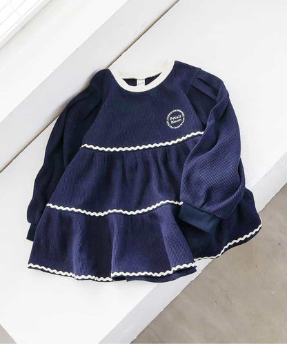 日本童裝 apres les cours 華夫格層疊波浪線上衣 80-140cm 女童款 秋季 TOPS
