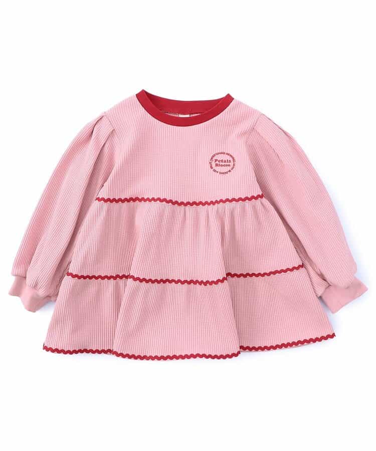 日本童裝 apres les cours 華夫格層疊波浪線上衣 80-140cm 女童款 秋季 TOPS