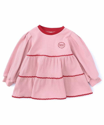 日本童裝 apres les cours 華夫格層疊波浪線上衣 80-140cm 女童款 秋季 TOPS