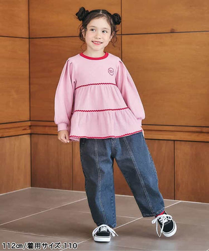 日本童裝 apres les cours 華夫格層疊波浪線上衣 80-140cm 女童款 秋季 TOPS