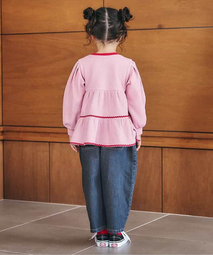 日本童裝 apres les cours 華夫格層疊波浪線上衣 80-140cm 女童款 秋季 TOPS